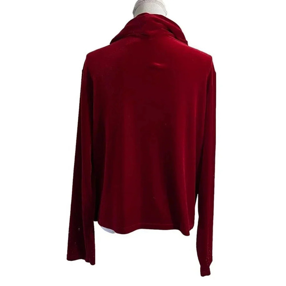 Jaclyn Smith Red Velour Rhinestone Studded Blouse Size Large Elegant Formal Top - Picture 3 of 7